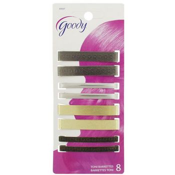 Goody - Toni Slide Barrettes - Pewter, Silver, Gold & Bronze (Set of 8)