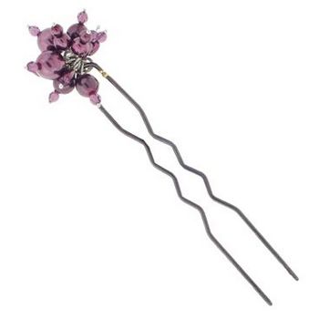 Colette Malouf - Pearl Cluster Curved Hairpin - Eggplant (1)