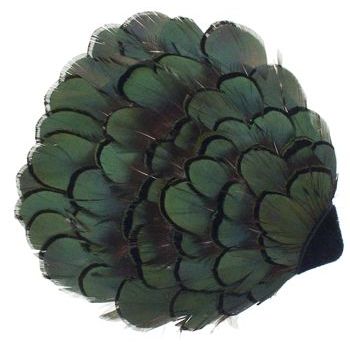 Colette Malouf - Patterned Feather Beak Clip - Irridescent Olive (1)