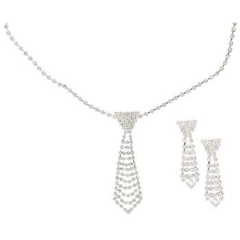 Karen Marie - Bridal Collection - Crystal Men's Tie Necklace & Earring Set (Set of 3 pieces)