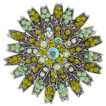 Karen Marie - Vintage Crystal Flower Brooch - Peridot (1)
