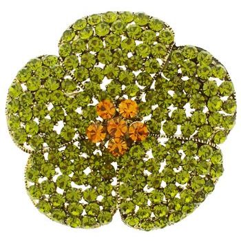 Karen Marie - Pave Vintage Floral Brooch Pin - Peridot (1)