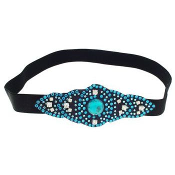 SBNY Accessories - Mardi Gras Inspired Bead and Gemstone Stretch Headband - Aqua