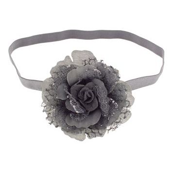 SBNY Accessories - Garter Inspired Rose Bandeau - Gunmetal Gray
