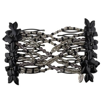 Evita Peroni - Cheryl Double Comb - Black - Connected Beaded Combs