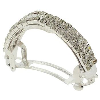 Bijoux Designs - Brilliant White Diamond Bar Pony Barrette (1) - Silver