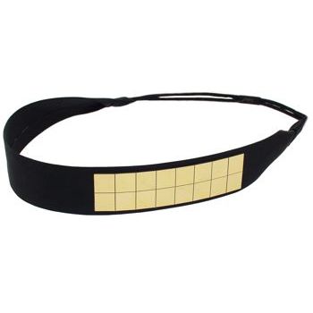 SBNY Accessories - Raven Black Satin Bandeau with Gold Geometric Accents