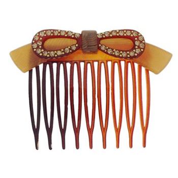 Caravan - Crystal Bow Comb - Tort w/Gold (1)