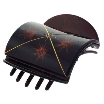 Karen Marie - Oriental Flat Claw - Criss Cross w/Starburst Clay Flowers (1)
