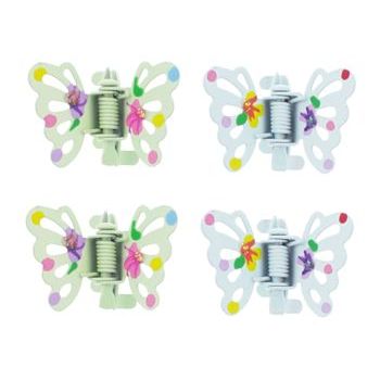 Smoothies - Painted Flower Butterfly Clawettes - Blue/Green (4pcs)