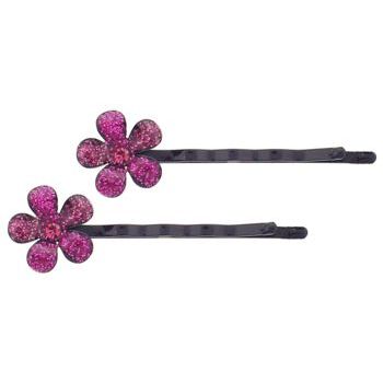 Smoothies - Glitter Flower Bob Pins - Pink