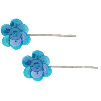 Natasha B. - Sequin Flower Hair Pins - Turquoise (2)