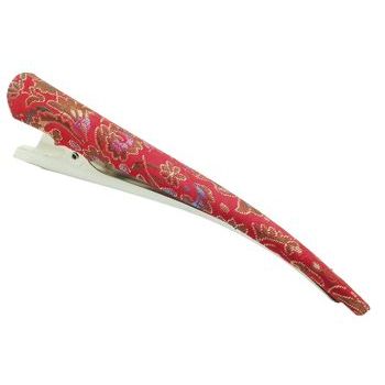 HB HairJewels - Oriental Satin Inspired Covered Banana Clip - Red (1)