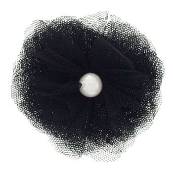 SBNY Accessories - Lace Mini Flower with Pearl Center Hair Clip/Pin - Black