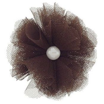 SBNY Accessories - Lace Mini Flower with Pearl Center Hair Clip/Pin - Chocolate