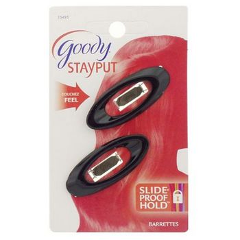 Goody - StayPut - Oval Jean Wire Barrette - Black (Set of 2)