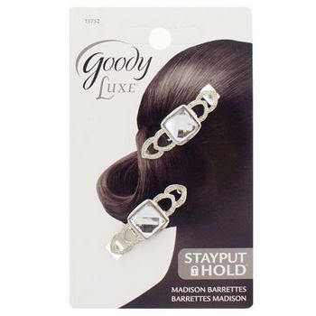 Goody - Luxe - Madison Barrettes - Silver Crystal (Set of 2)