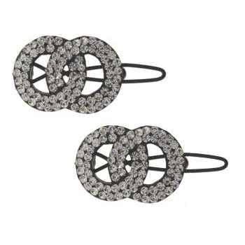 Medusa's Heirlooms - Double Circle Swarovski Crystal Clips - White Diamond (Set of 2)