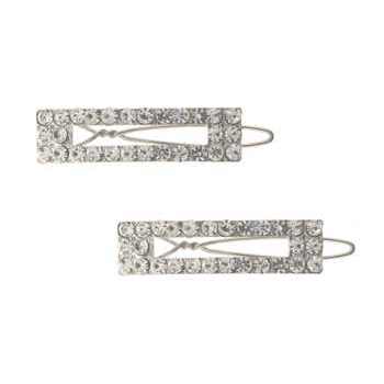 Medusa's Heirlooms - Open Rectangle Swarovski Crystal Clips - White Diamond (Set of 2)