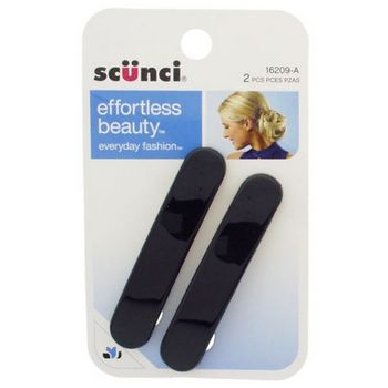 Scunci - French Rounded Rec Barrettes - Black (Set of 2)