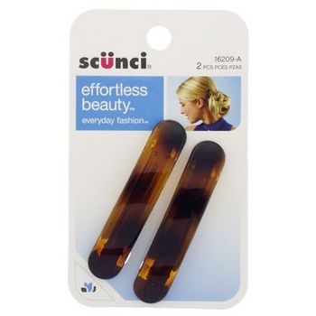 Scunci - French Rounded Rec Barrettes - Tortoise (Set of 2)