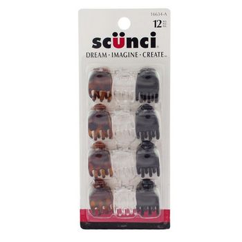 Scunci - Mini Chunky Jaw Clips - 12 pc. - Black, Tort, Clear