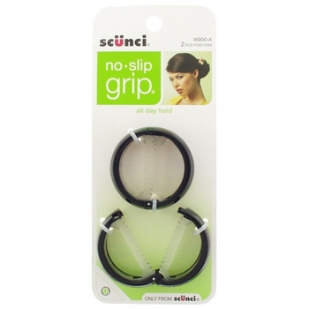 Scunci - No Slip Grip - Large Soft Grips Ponytailer - Black (Set of 2)