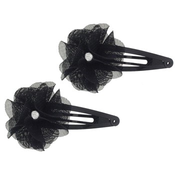 Smoothies - Chiffon Flower w/Gem Sleep Clips - Black