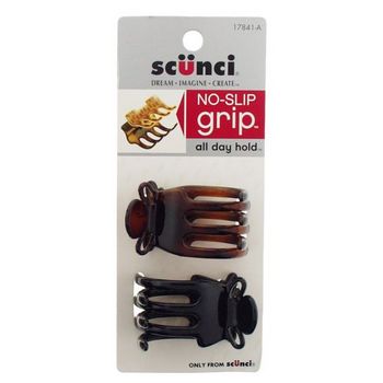 Scunci - No Slip Grip - Petal Bow Long Tooth Claw Clip - Black & Tort (Set of 2)