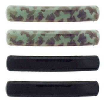 Scunci - No Slip Grip - No Damage Barrettes - 2 Green Tokyo & 2 Black