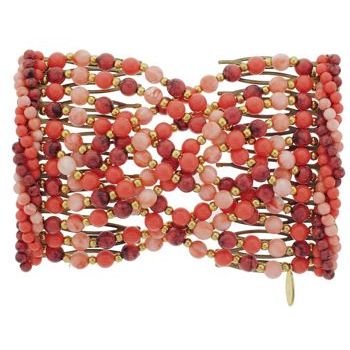 Evita Peroni - Anne Double Comb - Coral & Red - Connected Beaded Combs
