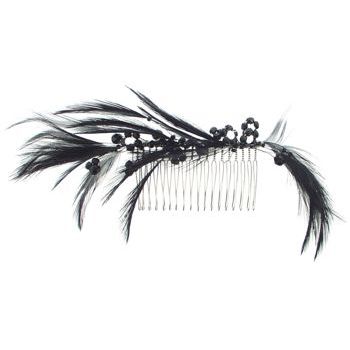 Balu - Feather & Pearl Hair Comb - Black (1)