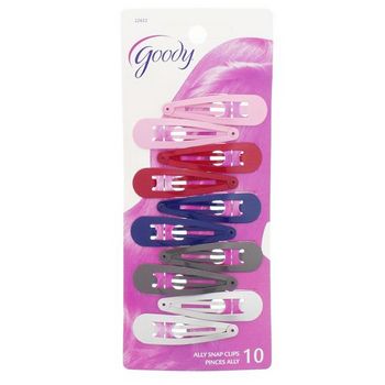 Goody - Ally Snap Clips - Pink, Red, Blue, Grey & Silver (Set of 10)