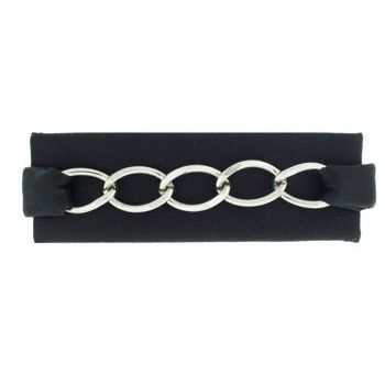 Balu - Leather Inspired Barrette - Black w/Chain Link (1)