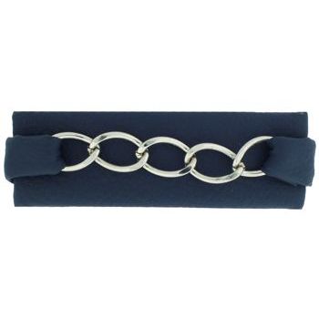 Balu - Leather Inspired Barrette - Blue w/Chain Link (1)