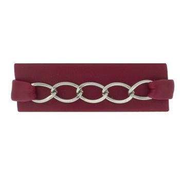 Balu - Leather Inspired Barrette - Red w/Chain Link (1)