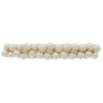 Balu - Double Pearl Barrette w/Crystal Rondels - Large White (1)