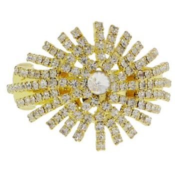 Bijoux Designs - Brilliant White Crystal Hued Star Burst Pony Barrette - Gold Hue (1)