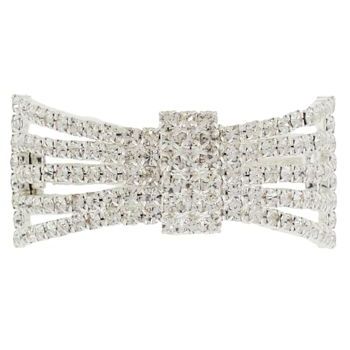 Bijoux Designs - Brilliant White Crystal Hued Pony Barrette - Silver Hue (1)