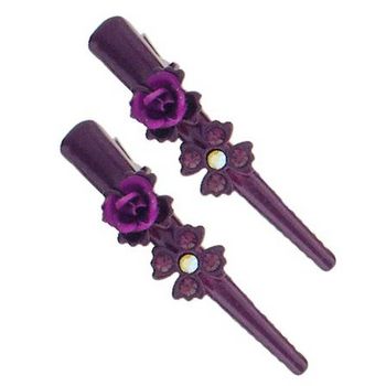 Karen Marie - Mini Crystal Rose Condor Clip - Magenta (set of 2)