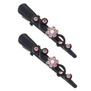 Karen Marie - Mini Crystal Flower Condor Clip - Amethyst/Black (set of 2)