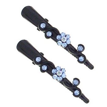 Karen Marie - Mini Crystal Flower Condor Clip - Blue/Black (set of 2)