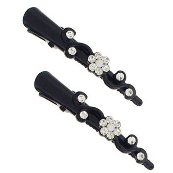 Karen Marie - Mini Crystal Flower Condor Clip - White/Black (set of 2)