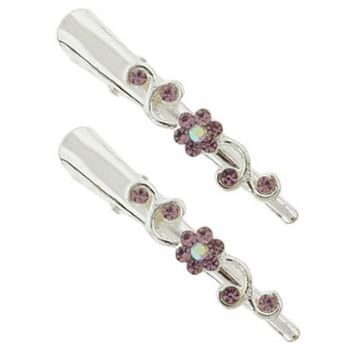 Karen Marie - Mini Crystal Flower Condor Clip - Amethyst/Silver (set of 2)