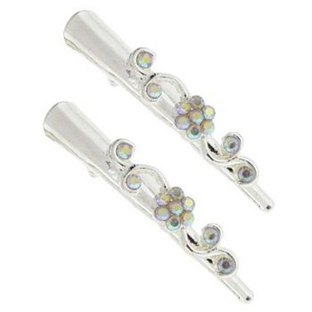 Karen Marie - Mini Crystal Flower Condor Clip - White AB/Silver (set of 2)