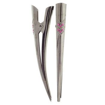 HB HairJewels - Lucy Collection - Austrian Crystal Arrow Banana Clips - Rose (Set of 2)