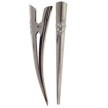 HB HairJewels - Lucy Collection - Austrian Crystal Arrow Banana Clips - White (Set of 2)