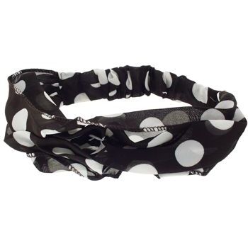 HB HairJewels - Lucy Collection - Polka Dot Scarf Bandeau - Black (1)