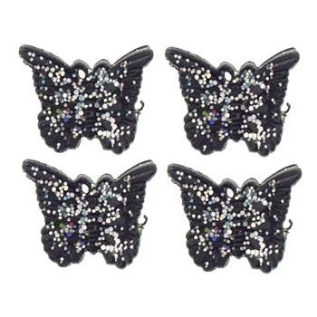 HB HairJewels - Lucy Collection - Petite Glitter Butterfly Clips -  Black (Set of 4)