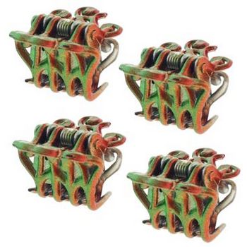 HB HairJewels - Lucy Collection - Petite Curliecue Lyric Clips - Green & Copper (Set of 4)
